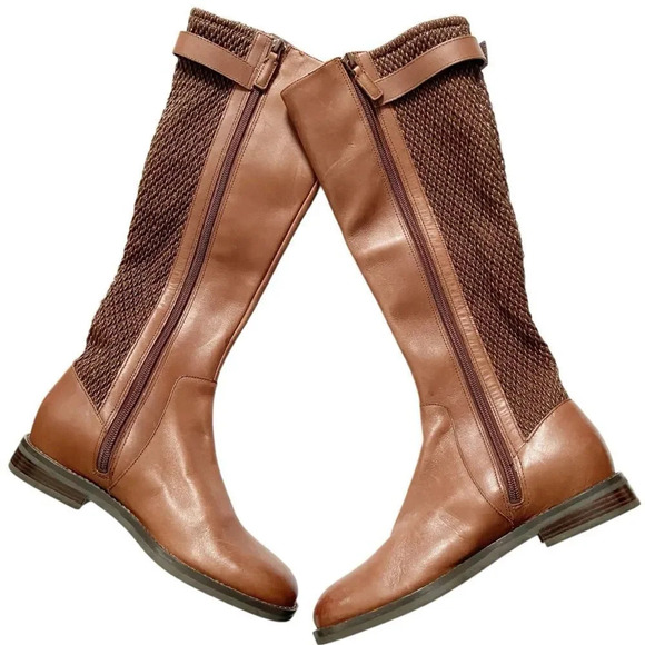 NEW Cole Haan Idah Leather Equestrian Knee High Riding Boots Chestnut size 7.5 - Picture 4 of 9